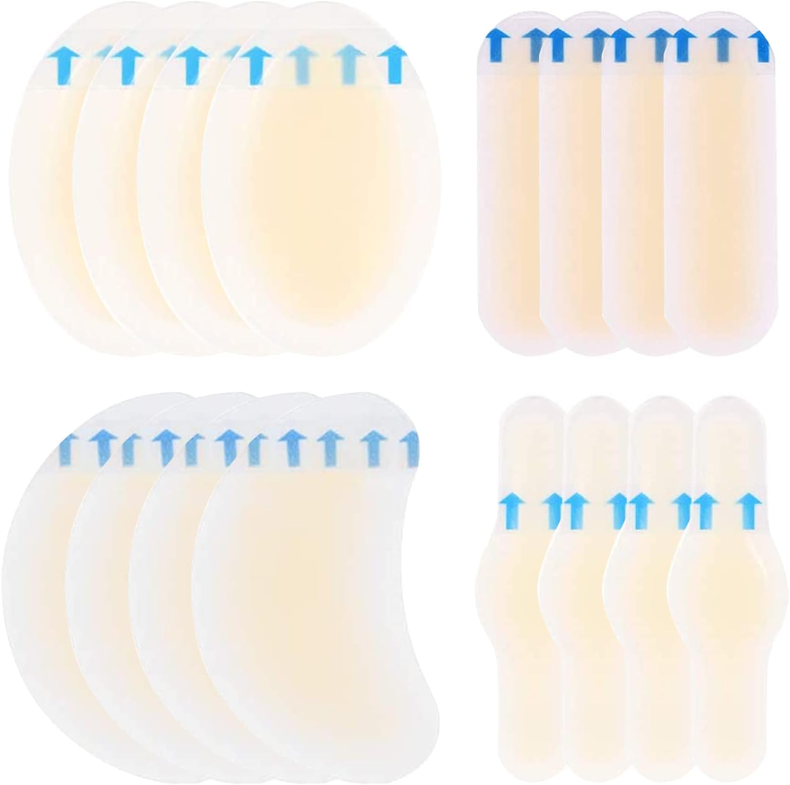 12PCS Blister Bandages, Gel Blister Cushion Pads Invisible Blister Plasters Hydrocolloid Waterproof Blister Heel Protector Blister Guard Blister Prevention Patches Blister Treatment For Feet Heel Toes