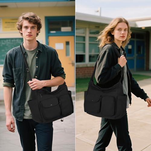 Image of Canvas Casual Messenger Bag Hobo Crossbody Bag Canvas Shouder Tote Handbag for Women and Men