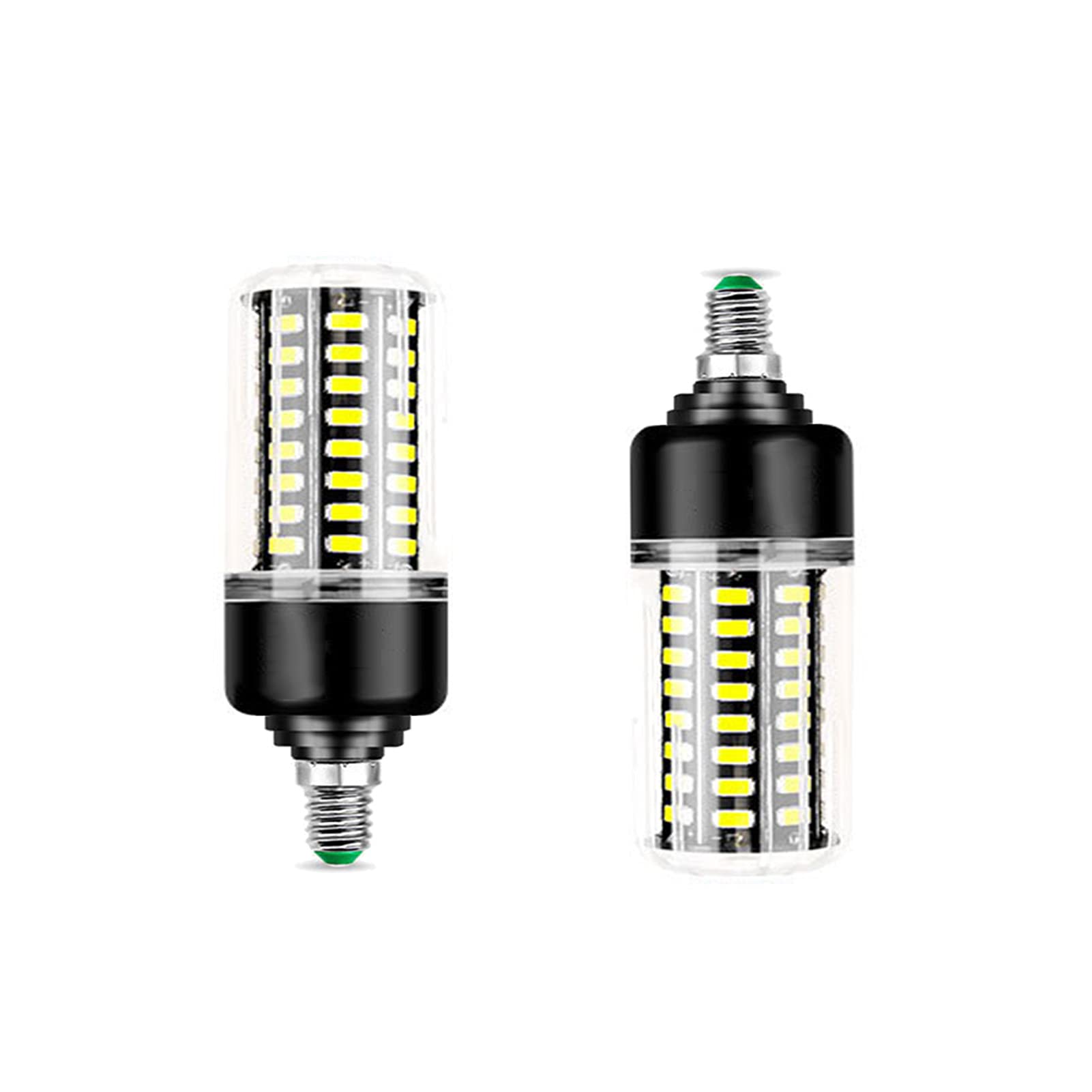 Bombilla maíz Bombilla luz Vela LED Inteligente 7 W, 72 LED 5736 SMD Bombilla sin Parpadeo, Adecuada iluminación del hogar cálido/Blanco Brillante, Paquete 2
