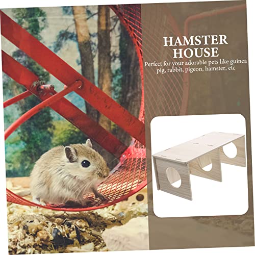 POPETPOP with Pig Multi Hideout Animals Clear Mice Gerbils Cabin Gerbil Pet Decor Window Nest House for Funny Tunnel Chamber Toy Hiding Hide Maze Wooden Hamster Habitats Toys Natural - Image 4