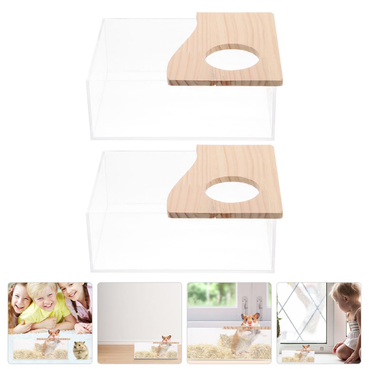 Durchsichtige Hamsterbadewanne und Leichtem Design für Zuhause 2 Stück aus Acryl mit Glatter Oberfläche und Kleintiere