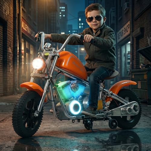 Image of Baybee ChopperX Baby Battery Operated Bike for Kids with Adjustable Seats I Rechargeable Ride on Toy with LED Lights, USB & Music I Big Baby Bike | Electric Bike for Kids to Drive 2+ Years (Orange)