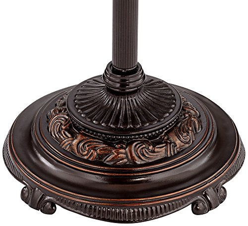 Barnes And Ivy Traditional Standing Floor Lamp Multi 4-Light 63" Tall Antique Bronze Copper Gold Tortoise Glass Font Fabric Bell Shade Candelabra Decor For Living Room Reading House Bedroom #TOP5