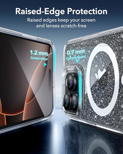 Image of ESR for iPhone 16 Pro Case, Camera Control Cover, Compatible with MagSafe, Shockproof Military-Grade Protection, Magnetic Phone Case for iPhone 16 Pro, Classic Hybrid Case, Clear Shimmer