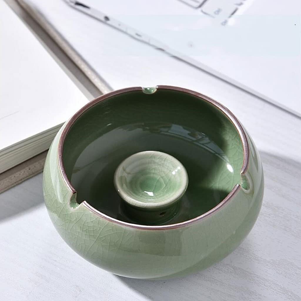 Popielniczka na biurko Ceramiczna popielniczka przeciwpopiołowa z pokrywą popielniczki z centralną kolumną tłumiącą dym domowa popielniczka kreatywna popielniczka (kolor: A)