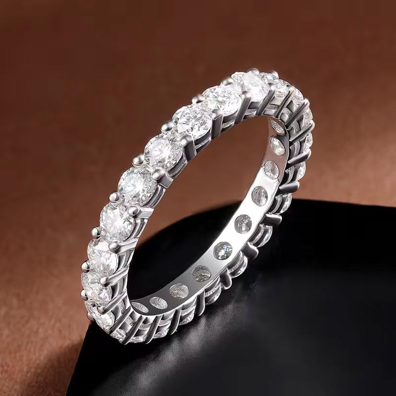 Moissanite Eternity Ring, 2.2ct D Color VVS1 Clarity Round Cut Moiaanite Ring, 925 Sterling Silver Wedding Band Rings for Women4