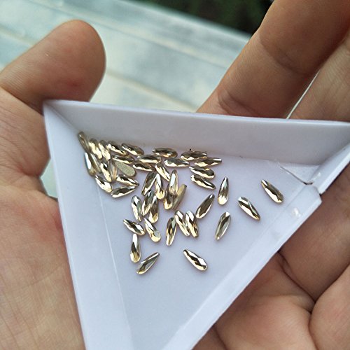 2017 New Design Nail Art Rhinestones 50pcs Teardrop Crystal Glass Stones For 3D Nails Decoration (2X6mm Teardrop, Champagne)