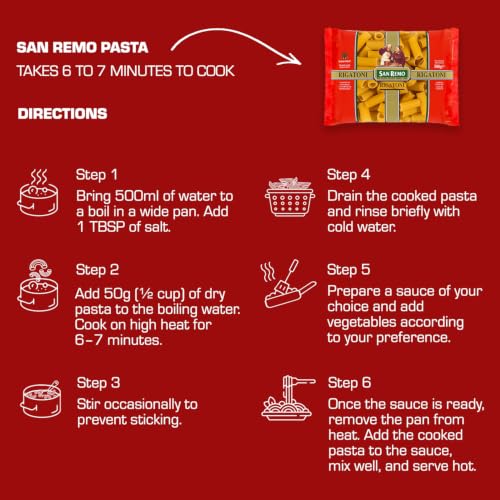 Image of San Remo Rigatoni Pasta 500g | Healthy No Maida | Australian Durum Wheat Semolina | Ridged Tube Shape | Holds Chunky Sauces | Ideal for Bakes | Vegan