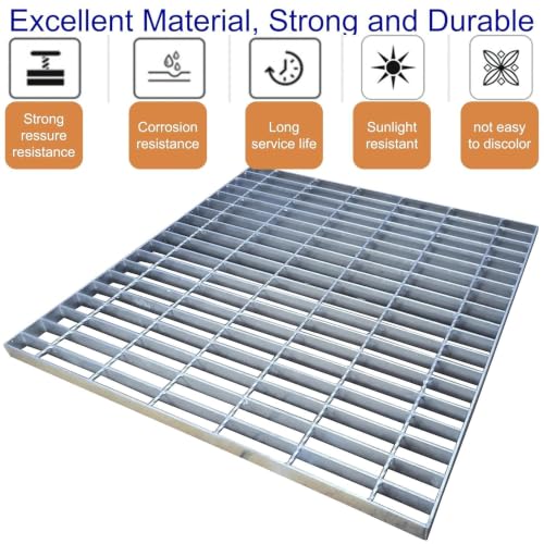 Image of Galvanized Steel Drain Grate, Driveway Channel Cover 32x32 in