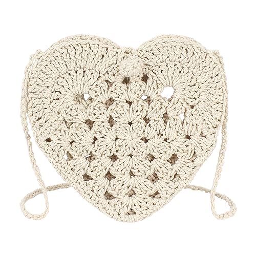 Bolso de hombro de playa para niñas con diseño tejido de corazón ideal para las vacaciones