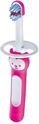 MAM Baby 1 Escova de Dentes Training Brush Com Cabo Extralongo, Ergonômico e Fácil de Segurar para Crianças de 5+ Meses com Trava de Segurança, Rosa