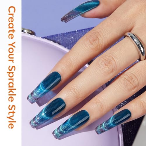 Image of modelones Cat Eye Magnet Set, 15PCS Multi-Shape Nail Magnet for Cateye Gel Polish, Heart Moon Flower Square Effects with Bead-Attracting Nail Art Tool, UV /LED Lamp Required, DIY Toenails Nail Art