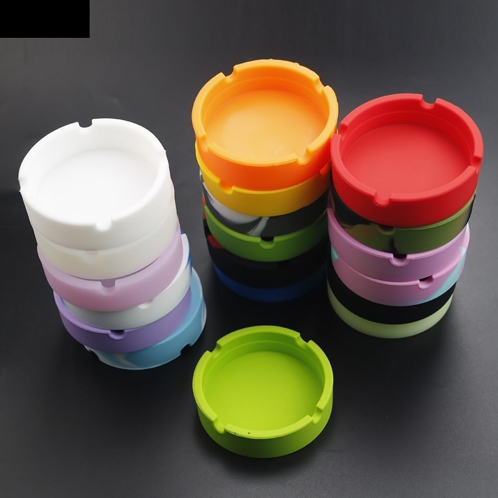 Popielniczki do papierosów Kolorowa okrągła popielniczka do dekoracji na biurko w salonie(Red)