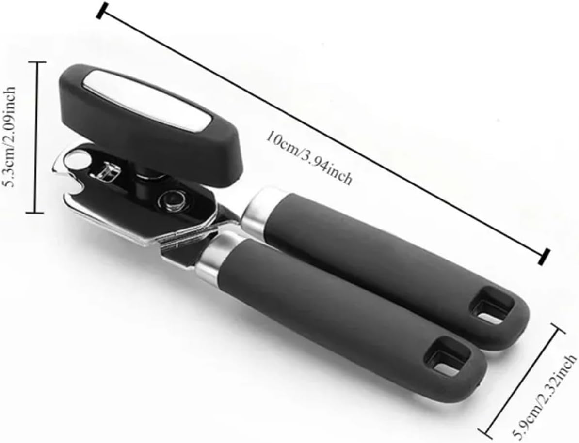 Manual Can Opener Stainless Steel Smooth Edge Hand Held Heavy Duty Multifunctional Bottle Easy Turn Knob