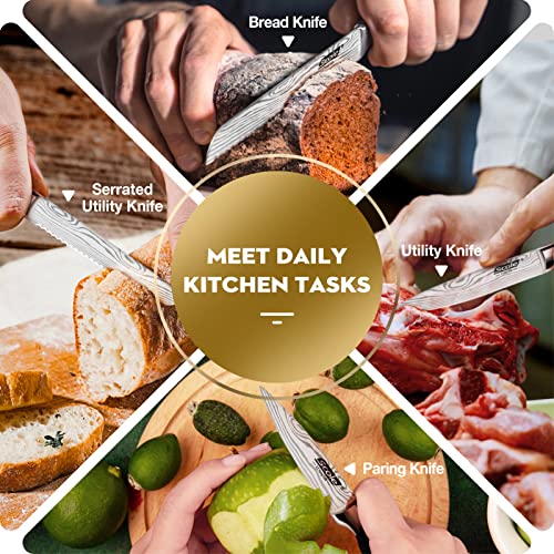 Scole® Chef Knife Ultra Sharp Kitchen Knife Set 7-Piece, Premium German 1.4116 Stainless Steel Chefs Knife Set, Ergonomic Handle Professional Knives Set For Kitchen With Gift Box #TOP4