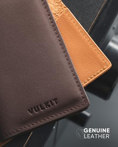 Image of VULKIT Leather Business Card Holder 2 Sided Slim Business Name Card Organizer for Men or Women (Nappa Espresso)
