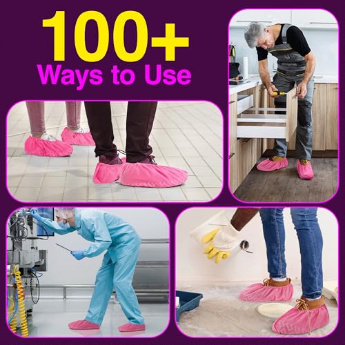 Image of Blue Shoe Guys Premium Disposable Boot & Shoe Covers Booties | 100 Pack | Durable, Non-Slip, Non-Toxic, Water Resistant, Recyclable Protectors for Indoor & Outdoor | Large Size Fits Most Shoes