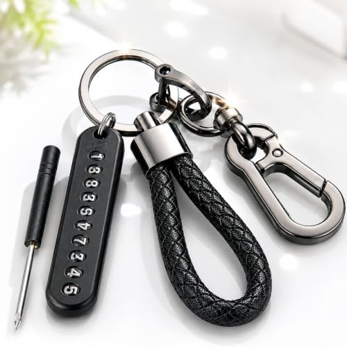 PulGos Premium 𝐁𝐫𝐚𝐢𝐝𝐞𝐝 Metal Keychain with Hook Clip & Number Tag | Heavy Duty Key Ring for Bike, Car & Scooter | Stylish 𝐆𝐢𝐟𝐭 for Men & Women | Key Chain Accessory for Backpack & Handbag
