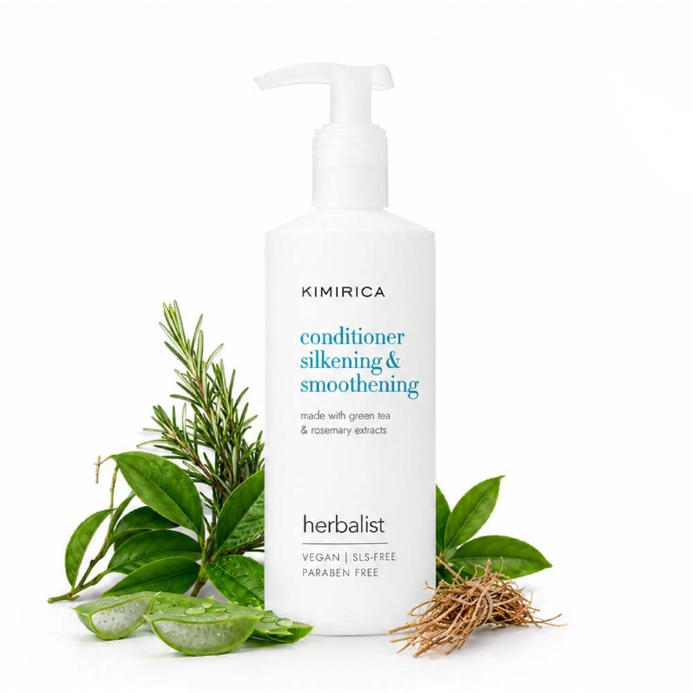 Kimirica Herbalist Hair Conditioner for Dry & Frizzy Hair 300ml | Aloe Vera, Rosemary, Green Tea & Vetiver | Deep Moisturizing, Nourishing, Shine Enhancing & Smoothing Conditioner for Men & Women | 100% Vegan Paraben Free-picture-20