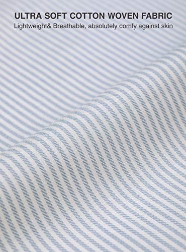 Femofit Pajama Cotton Shorts For Women's 2 Pack Woven Plaid Sleep Shortslounge Boxer Pj Shorts (M, Light Blue Stripe+Silver Pink Stripe) #TOP4