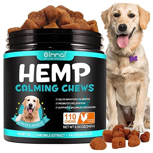 Hemp Calming Chews for Dogs,110 Chews Chicken Dog Calming Treats Anxiety Relief 100% Golden Ratio of Natural Ingredients Calming Dog Treats, Aid with Separation, Barking, Stress Relief, Thunderstorms