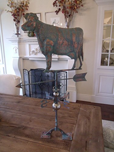 Furniture Barn USA New Large Handcrafted 3D - Dimensional Cow Weathervane Copper Patina Finish !!!