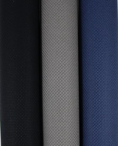 Image of KCS 3 pc of 15 inch x 18 inch(38cmx45cm) Counted Cross Stitch Cotton Aida Cloth Needlework Rolled Fabric Box,14CT,Navy Blue+Dark Grey+Black
