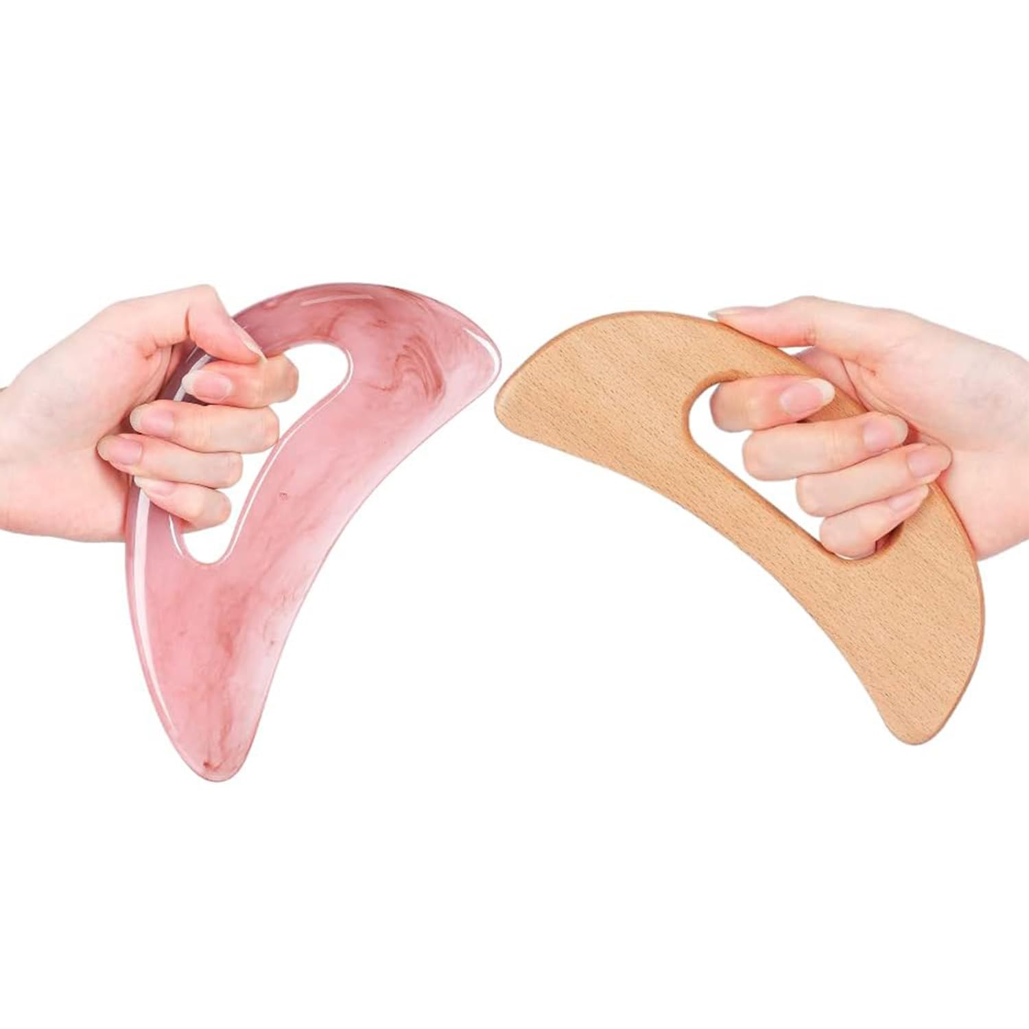 Scienlodic Resin Gua Sha Massage Tool and Wood Therapy Tool, Lymphatic Drainage Massager for Body, Neck, Muscle