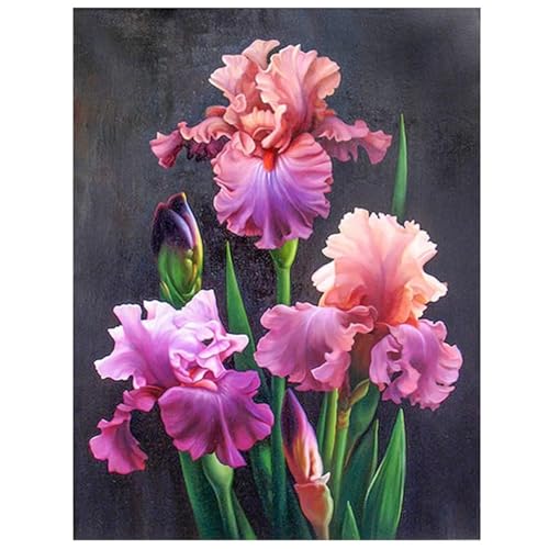 Kit complet de broderie diamant 5d iris fleur de 80x100cm avec strass square drill pour adultes
