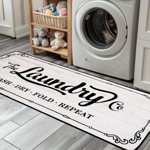 Siyulala Laundry Room Rug Runner 20"X49" TPR Non Slip Farmhouse