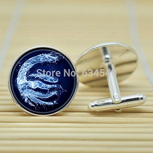 Pretty Lee Water Tribe Avatar The Last Airbender In Silver Cufflinks Glass Cabochon Cufflinks C3124