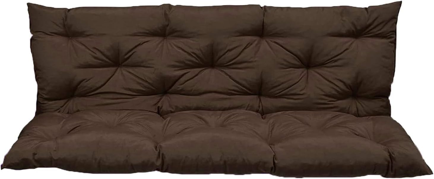 Outside Benches Cushion with Backrest, Thicken Swing Cushions 2/3 Seater Replacement, Porch Swing Cushions Outdoor (40 x 40 inch, Coffee)-image-3
