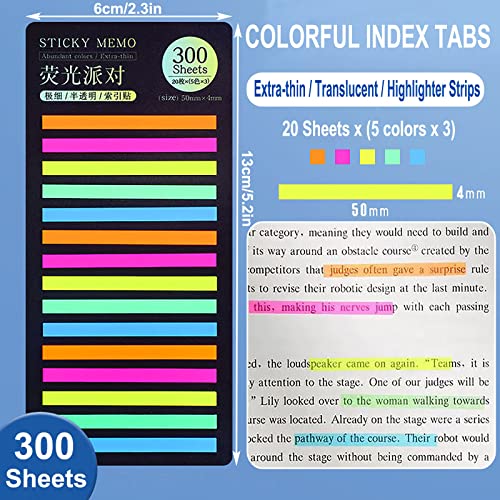 Szhtswu 3000Pcs Translucent Highlighter Strips Removable Colorful Sticky Index Tabs Highlighter Tape Mini Pet Page Flags Markers Tabs For Annotating Books #TOP1
