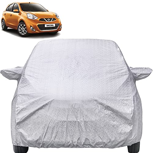 Image of Autofact Waterproof Car Body Cover Compatible with Nissan Micra (2010 to 2018) with Mirror Pockets (Shinning Silver)