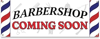 Barber Shop Coming Soon | 18" X 48" Banner | Heavy Duty 13oz. Outdoor Vinyl Single Sided with Grommets | Made in The USA