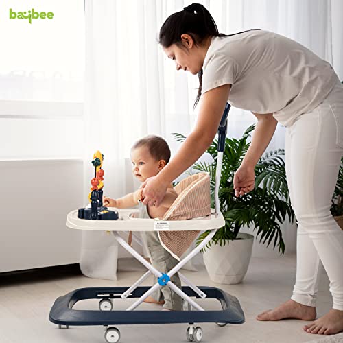 Image of Baybee Nexus Baby Walker for Kids with Parental Push Handle & 2 Height Adjustable, Multi-Function Folding Activity Walker for Baby with Musical Toy Bar | Walker Baby 6-18 Months Boys Girls (Dark Blue)