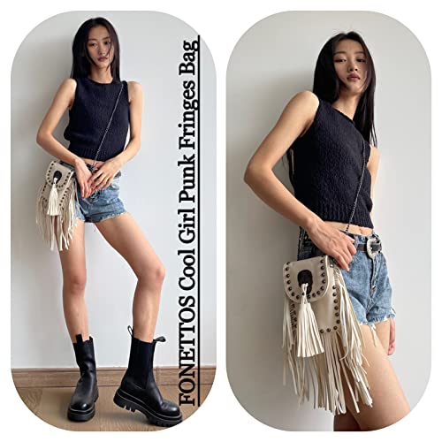 Image of Y2K Punk Fringe Bag Novelty Tassel Gothic Western Crossbody Purse Women Sourpuss Shoulder Rockstar Halloween