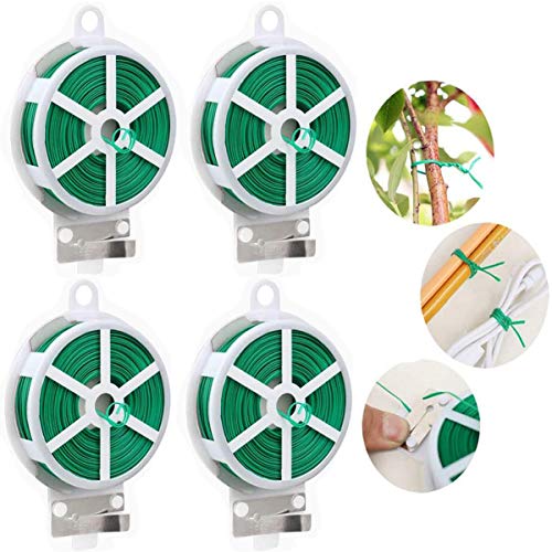 Plant Ties, Biluer 4 Volumes Twist Ties Garden Metal Tie Cable Ties Soft Ties Plastic 50Meter Cord Ties for Gardening Plant Support Home Office (groen)