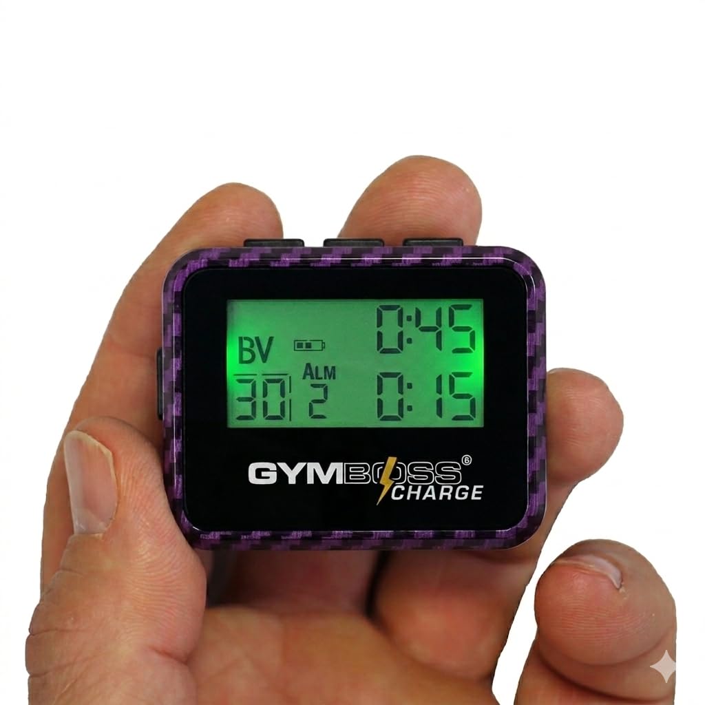 Gymboss Timer a intervalli di ricarica e cronometro viola carbonio