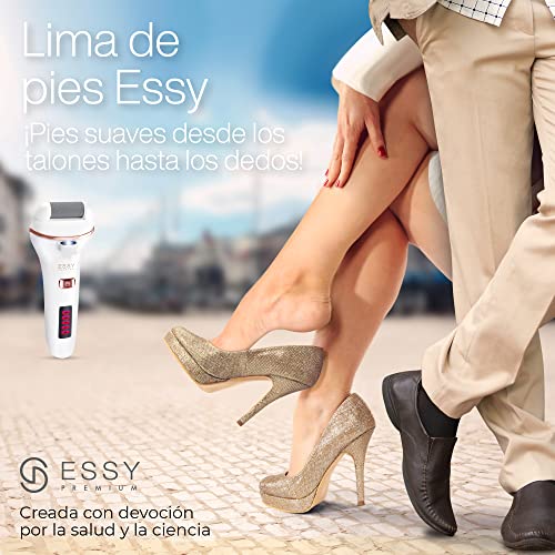 Miniatura 8 de Essy Lima Eléctrica Para Pies Con 5 Rodillos De Repuesto Removedor De Callos Recargable, 2 Velocidades, Pantalla Led, Carga Usb, Kit De Pedicura Blanco