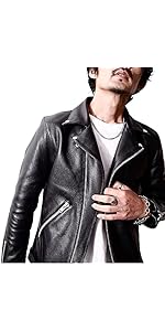 Amazon | [Liugoo Leathers] 本革 ダブルライダースジャケット 訳あり