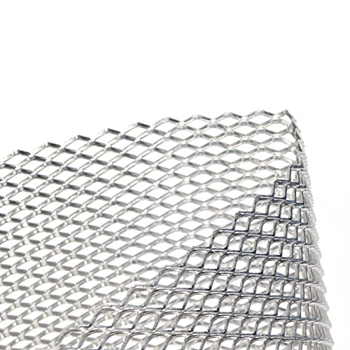 Modengzhe 47 X 15.7 Inches Car Grill Mesh Sheet, Silver Tone Aluminum Alloy Multi-Functional Grille Mesh Roll (4 X 8 Mm Rhombic Grids) #TOP5