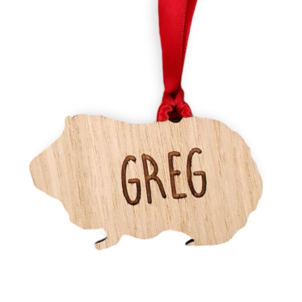 Personalised Animal Bauble - Guinea Pig Wooden Christmas Tree Decoration Bauble Pet Cat Dog