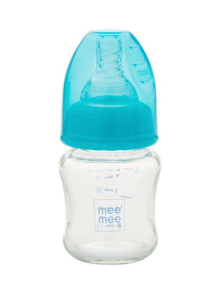 Mee MeePremium Glass Feeding Bottle, Light Blue