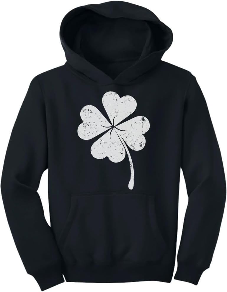 Tstars Distressed Irish Lucky Clover Hoodie St. Patrick's Day Sweatshirt Hoodies for Youth Boys & Girls