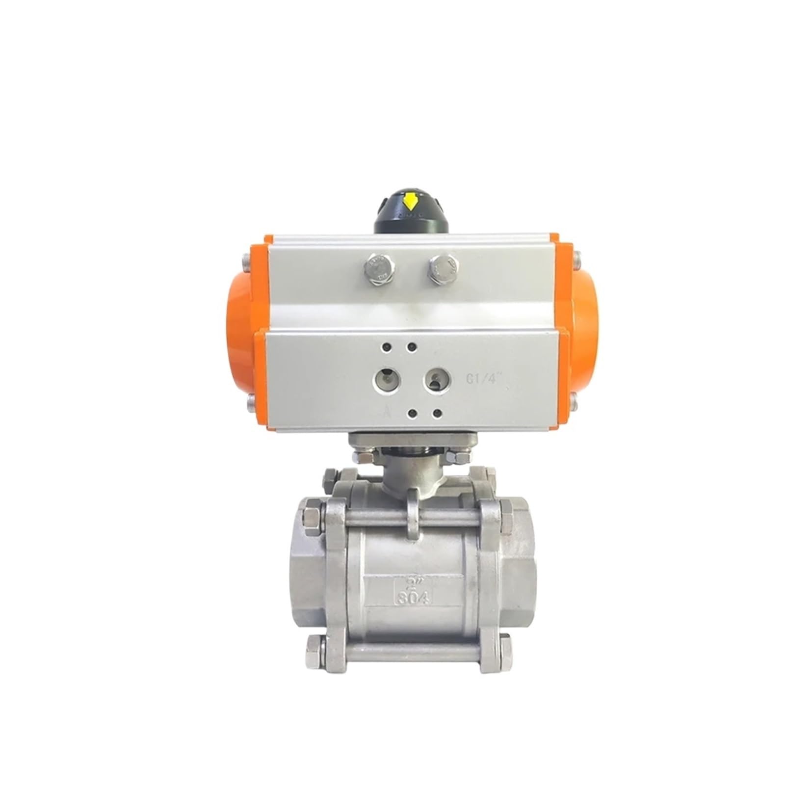Vanne à bille pneumatique 2 double effet avec filetage femelle inox pour réseau industriel