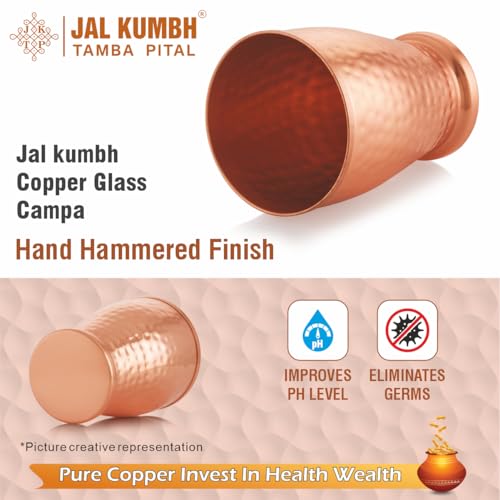 Image of Pure Copper Glasses Campa Water Glass Pure Tamba Glass for Drinking & Serving Water Tumbler-350 ML