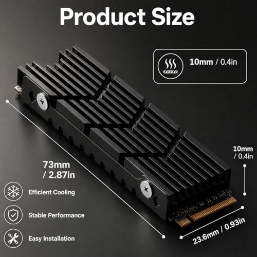 Image of M.2 2280 SSD Heatsink,Heat Sink for Cooler, Double-Sided Cooling with Nano Thermal Pad for PC, PS5, PCIe NVMe & SATA M.2 SSDs, Prevents Overheating & Performance Throttling