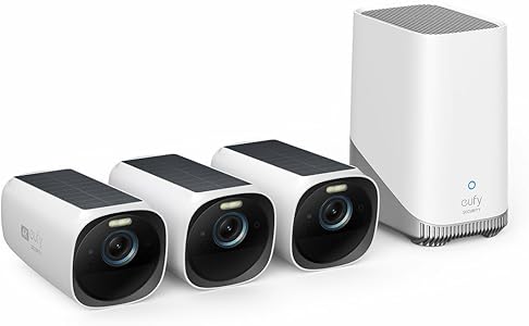 eufy Security eufyCam S330(eufyCam 3), telecamera wi-fi esternoi, telecamera pannello solare, risoluzione 4K, riflettore e visione notturna a colori, Nessun Costo Mensile, Kit di 2 telecamere