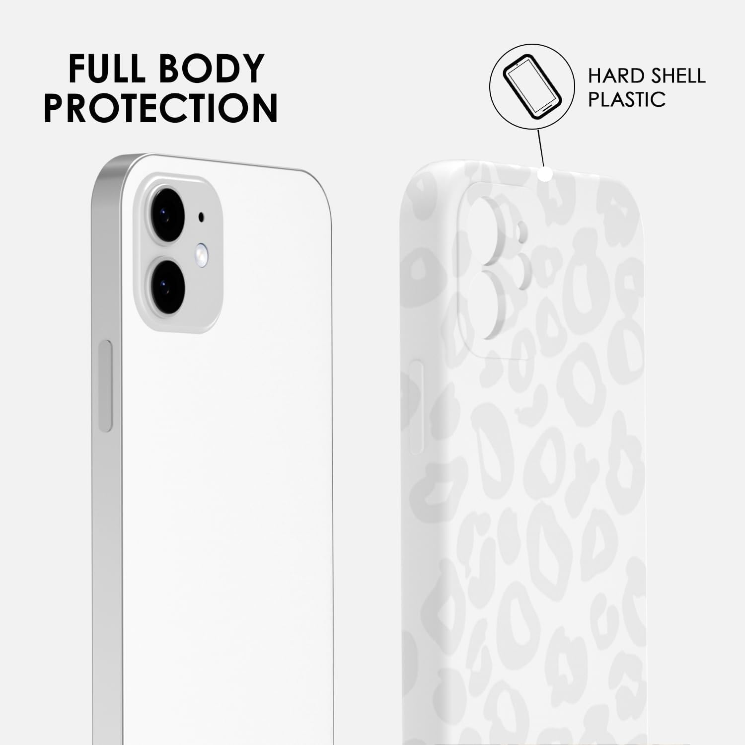 Svanove for iphone 12 Case Cheetah Print Phone Case, Cute Y2K Leopard Pattern Cases Hard Shell Plastic for Women Girls, Girly Aesthetic Animal Design Cases with Camera Cover, White image 3